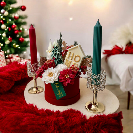 Bouquet navideño y candelabros